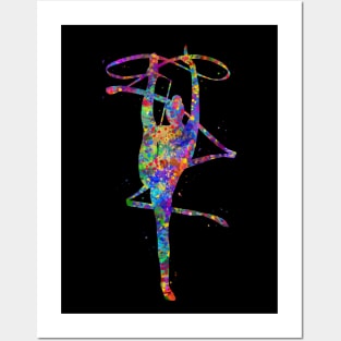 Rhythmic gymnastics tape watercolor art Posters and Art